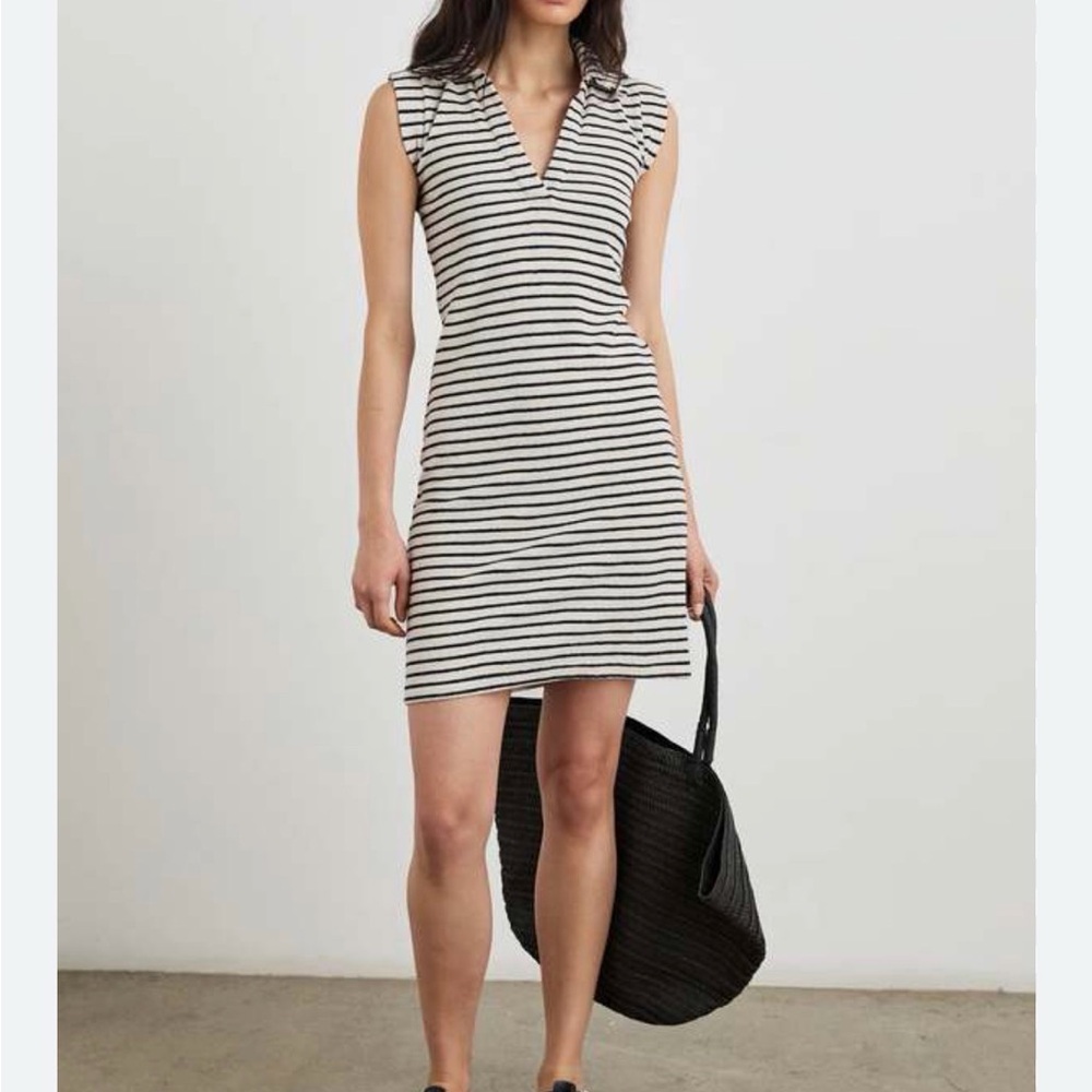 Rails Amira Terry Striped Black and White Sleeveless Dress